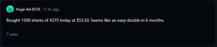 A comment on r/WallStreetBets subreddit.