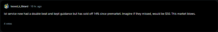 A comment on r/WallStreetBets subreddit.