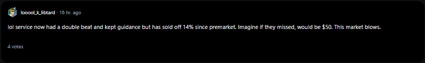 A comment on r/WallStreetBets subreddit.