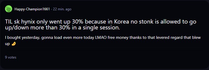 A comment on r/WallStreetBets subreddit.