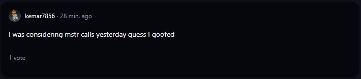 A comment on r/WallStreetBets subreddit.