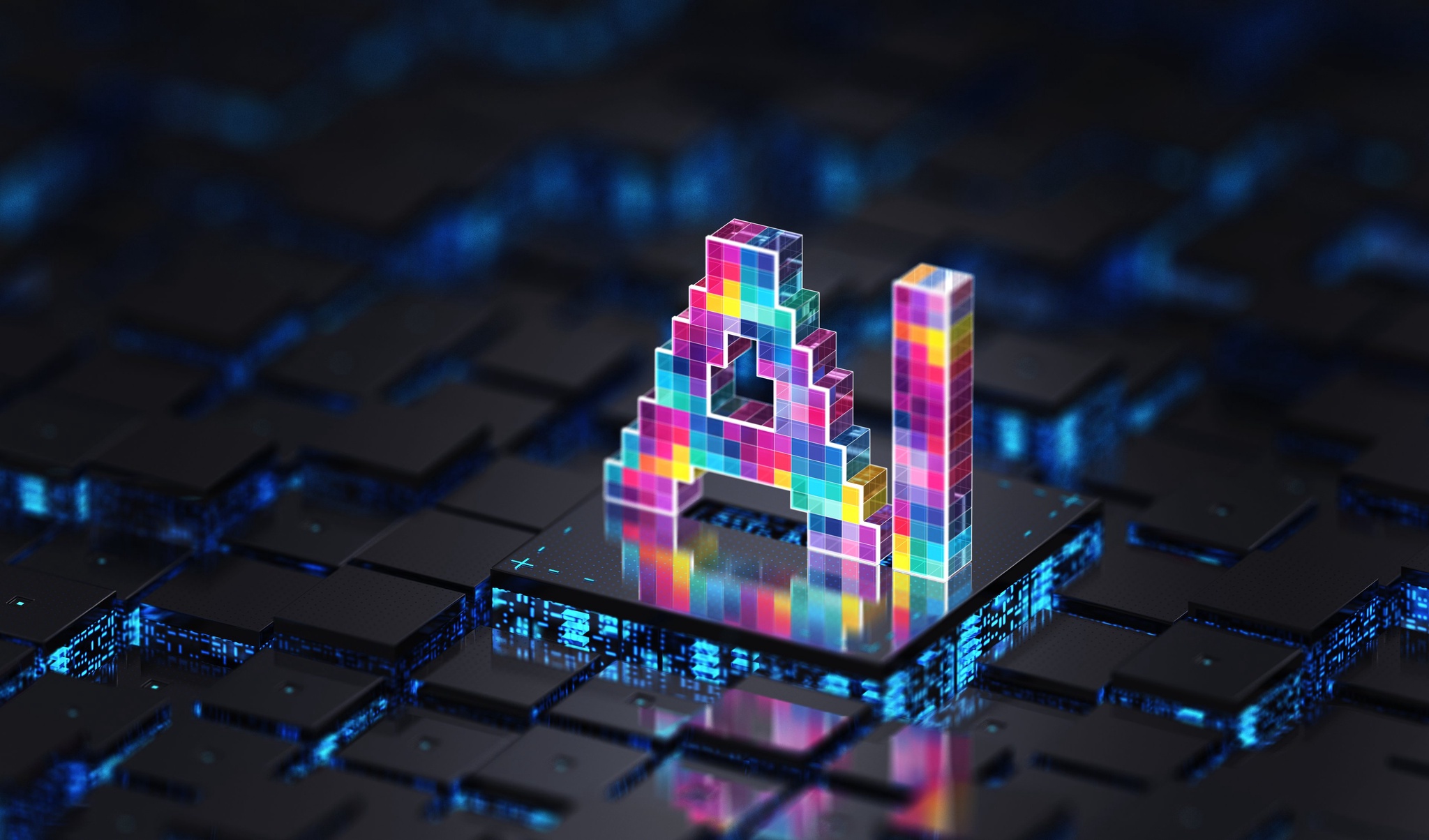 Artist rendering of AI chip.