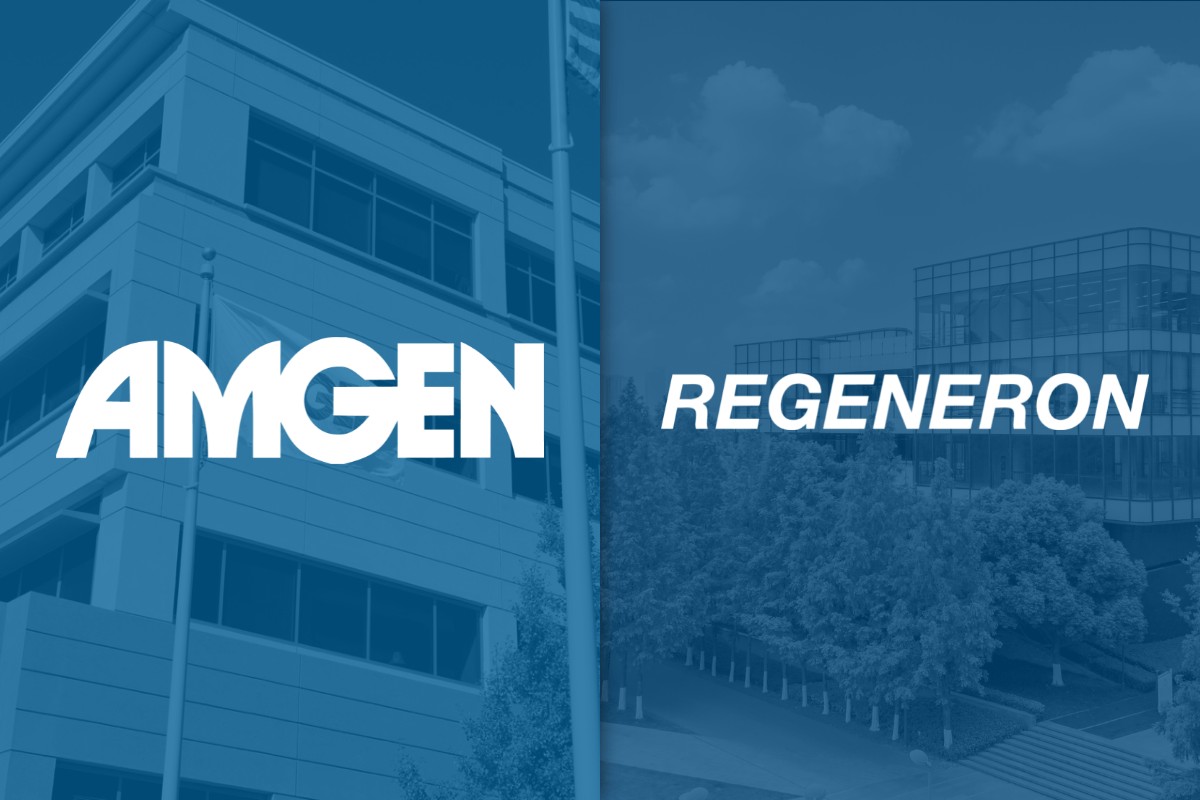 Amgen and Regeneron logos.