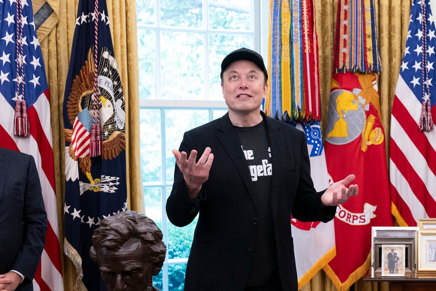Tesla CEO Elon Musk in the Oval Office.
