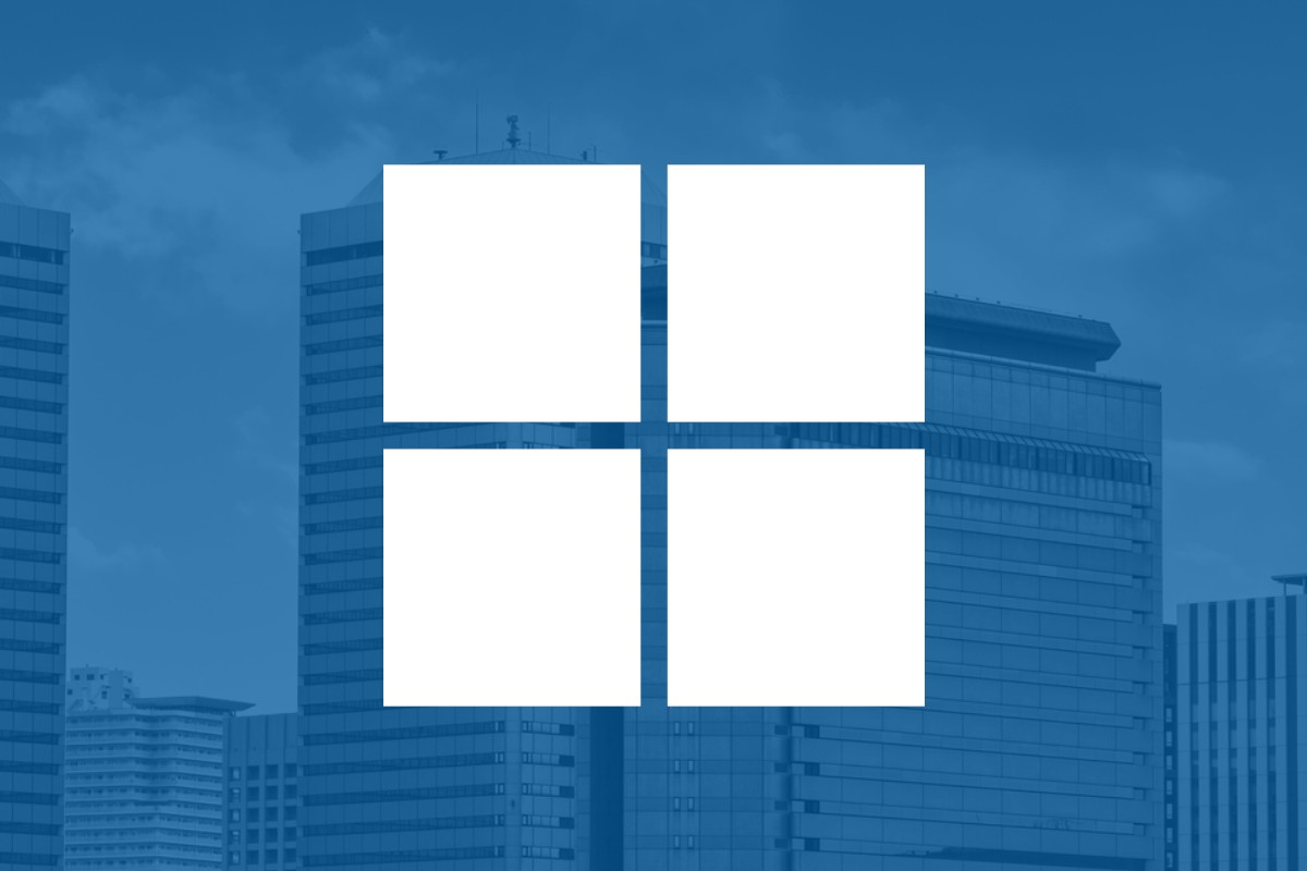 The Microsoft logo on a blue background.